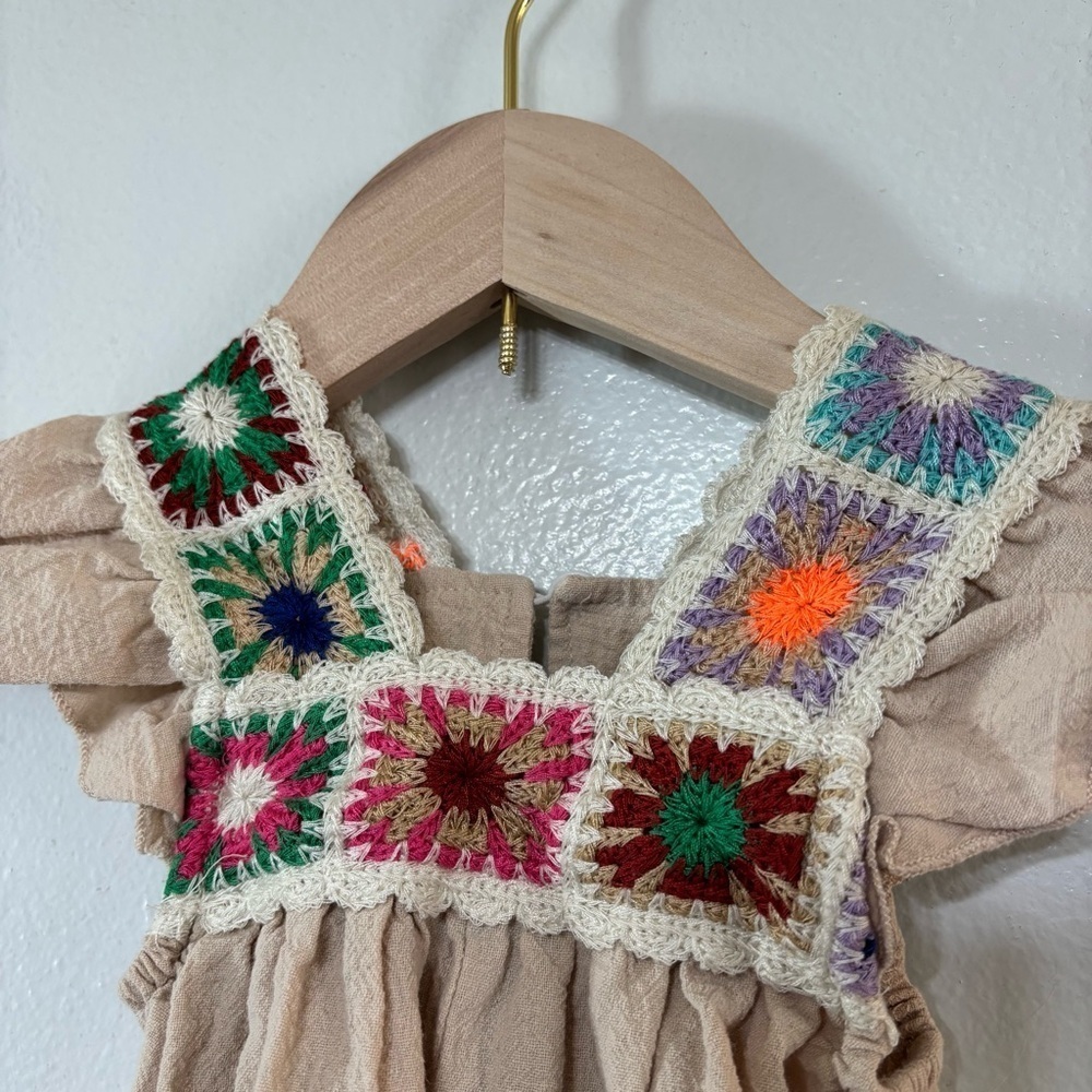 Rayon Crochet Granny Square Baby Romper 6-9M - Picture 2 of 5